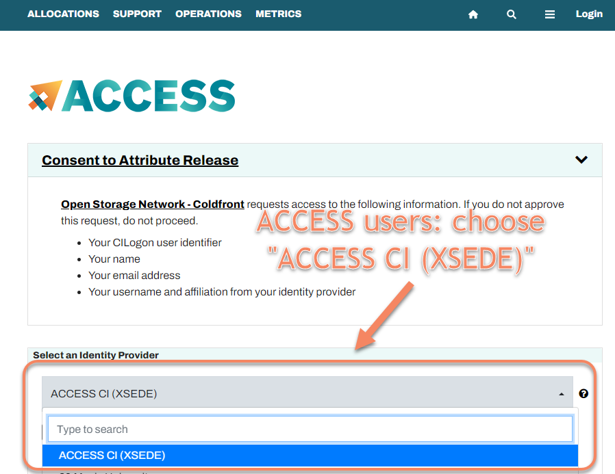 Choosing an identity provider.